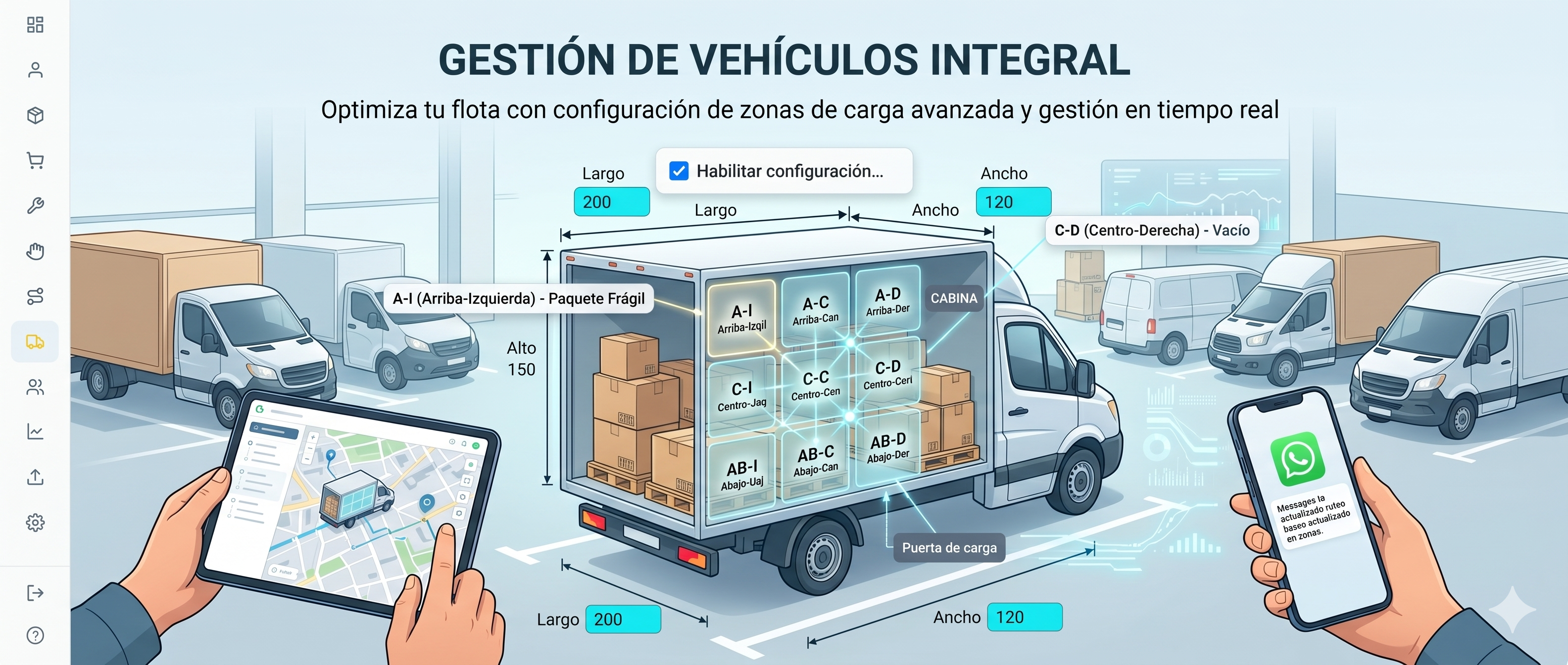 Gestión de flota con vehículos y transportistas